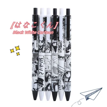 6Pcs/Lot Anime Drăguț Apăsați Neutru Pen 0.5 mm Negru de Cerneală Glonț Peniță de benzi Desenate Băiat Pixuri cu Gel Elev de la Scoala de Scris, Consumabile Papetarie