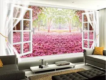 beibehang d tapet personalizat murală non-țesute autocolante de perete flori Sakura 3 d TV setarea de perete fereastra tapet pentru pereți 3 d