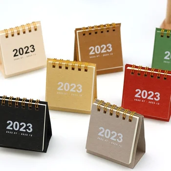 2023 Simplu Culoare Solidă Mini Calendar Desktop Simplu Hârtie Dual De Zi Cu Zi Planificator Masă Planner Anual Agenda Organizer De Birou