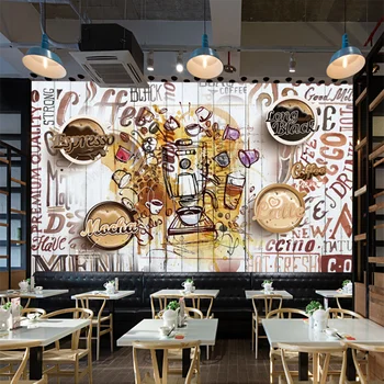 Mână-pictat imagini de Fundal de Cafea Industriale Decor Mural Ceai de după-Amiază Restaurant, Cafenea, Magazin de Cafea tapet de Fundal de Papel Tapiz