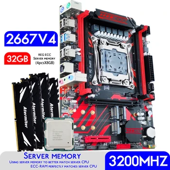 Atermiter X99 D4 Placa de baza Stabilit cu Xeon E5 2667 V4 despre lga2011-3 CPU 4buc X 8GB = 32GB 3200MHz DDR4 ECC REG Memorie RAM