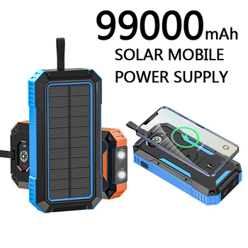 Panouri solare Power bank de încărcare Wireless solar încărcător de telefon 99000mAh cu Lampa Camping Telefon Mobil Încărcător USB Power bank
