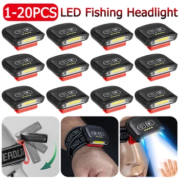 1-20pc Portabil Mini LED Far Inducție Comutator Faruri USB Reîncărcabilă Far Lanterna Camping Pescuit Munca Cap de Lumină