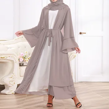 Ramadan Eid Sifon Deschis Abaya Kimono Dubai Turcia Islam Caftan Musulmane Hijab Rochie cu Centură Abayas pentru Femei Halat Femme Musulmani