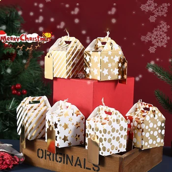 12PCS Chiratmas Casetele Pentru Hârtie Kraft Bomboane, Cookie-uri Ambalaj Cutie de Cadou Merry Chiratmas Petrecere Acasă Decorare Anul Nou 2022