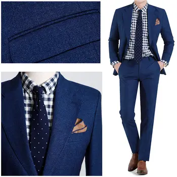 albastru Notch Rever Ropa Formale Hombres Costume Personalizate de Moda Costume Slim de Birou de Afaceri Costum (Sacou+Pantalon+Cravata+Batiste)