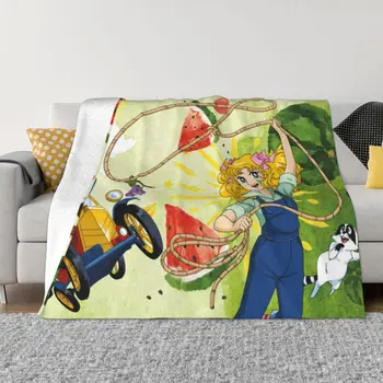 Bomboane Bomboane Anime Pături Fleece Coral De Pluș Decoratiuni Dormitor Lenjerie De Pat Cuvertura Canapea