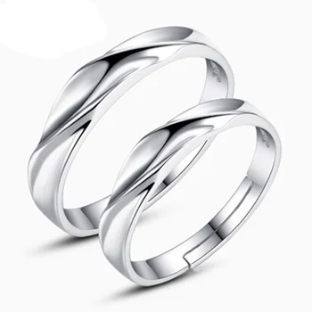 1buc Creative Val Răsucite Model de Cuplu Inel Simplu de Lux Placat cu Argint Inele de Nunta Moda Bijuterii Accesorii