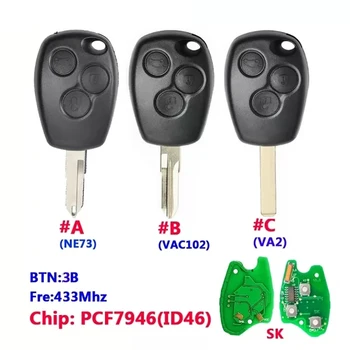 CN010005 Aftermarekt 3 Buton de Telecomandă Cheie Cu 433MHz PCF7946 Pentru Renault /Kangoo II /Clio III Trei Modele de Chei Lame