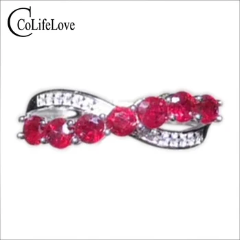 Noua moda inelul cu rubin de femeie 7 buc naturale sânge roșu rubin inel pentru petrecerea real 925 de argint rubin bijuterii cadou pentru prietena