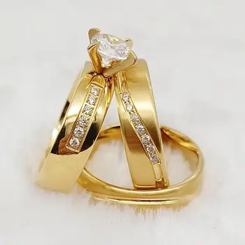 Inele de nuntă Pentru Bărbați Și Femei Iubitor de Placat cu Aur de 18k Bijuterii cz Diamant Cupluri Inel de Logodna anillos de oro y diamantes
