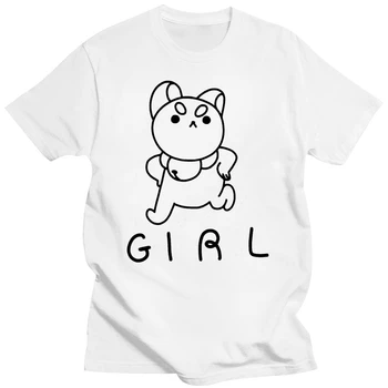 Albine și & Puppycat Mens T-Shirt - Linie Trasată Puppycat Fata Imagine de Desene animate t camasa barbati Unisex Noua Moda tricou gratuit