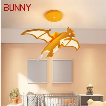 BUNNY pentru Copii Dinozaur Pandantiv Lampă cu LED-uri Creative Portocaliu de Desene animate de Lumină Pentru Camera Copii Gradinita Estompat de Control de la Distanță