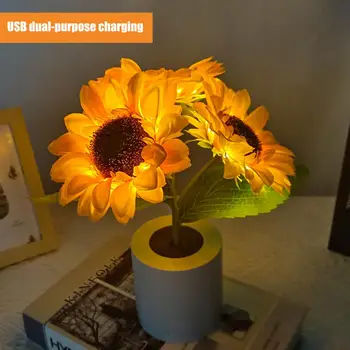 Delicat Simt Durabil De Floarea-Soarelui Design Lampa De Noapte Usoare Decorative De Lumină Ambientală De Lungă Durată Dormitor Aprovizionare