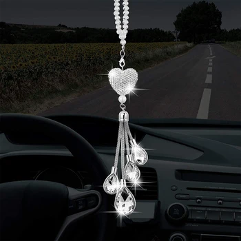 Bling Inima de Diamant Accesorii Auto,bărbați și Femei, Ornamente de Cristal Cristal Auto Oglinda retrovizoare Farmece Masina Decor Decor