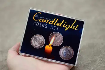 Lumina lumânărilor Monede Set (Morgan Truc) de Oliver Trucuri Magice elemente de Recuzită de Aproape Monede Dispar Super Efect Vizual