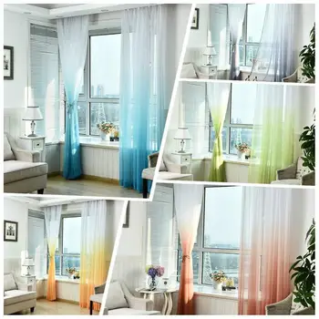 Gradient De Culoare Fereastră Tifon Moderne Tul Pur Perdele Pentru Living Dormitor Birou Colorate Ecrane Fereastră Decor Acasă