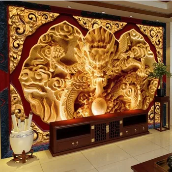 wellyu Personalizate pe scară largă murală, sculptură în piatră trei - dimensional dragon hartă TV de perete de fundal tapet non - țesute