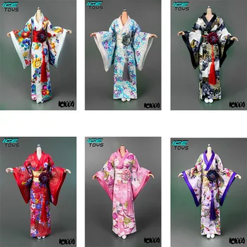 De Vânzare la cald GHEAȚĂ JUCĂRII IC1004 1/6 Soldat de sex Feminin Kimono-Halat de baie Sexy Trend Japoneză Halate de Satin 12