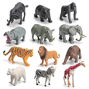 12buc/set Animale Salbatice Jucarii Mini Tigru, Elefant, Girafa, Leopard Model de Simulare Figurine Zoo Educație Jucărie Copil Cadouri