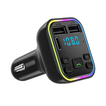 Auto Bluetooth 5.0 Transmițător FM PD Tip C Dual USB 3.1 UN Încărcător Rapid Colorate de Lumină Ambientală Handsfree MP3 Modulator Player