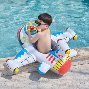 Înot Inel Îngroșat Apă de Divertisment Petrecere Jucării de Piscină Avion Forma Gonflabile Scaun Copil cu Volan pentru Copii