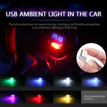 2 buc Nou USB Mini Car LED Lumina Auto Atmosferă Interior 20*15*8mm Lumini Ambientale LED Lampă Decorativă Auto-styling Lumini