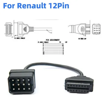 Pentru Renault 12 Pini OBDII OBD 2 Conector Adaptor de Diagnosticare Cablu de Extensie cu 16 Pini Pentru Renault 12Pin cu ELM 327 WIFI v1.5