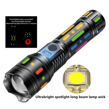 ZK30 de Mare putere Lanterna Luminoase Fluorescente Absorbție de Film Luminos Colorat Tactice Lanterna de Putere Tip Display-C Reîncărcabilă