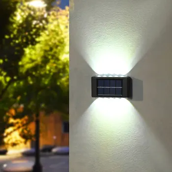 16 LED-uri Solare Lampă de Perete Impermeabil în aer liber Alimentat cu energie Solară Lumină în SUS și în Jos Ilumina Gradina Acasă Veranda, Curte Decor