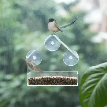 Acrilic Transparent Alimentator de Pasăre ventuza Montat Colivie de alimentare Alimente Instrument comedero pajaro păsări accesorii