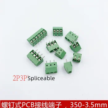 1000PCS/LOT KF350-3.5-2P 3P 3.5 MM pas direct pin pcb bloc terminal cu șurub conector 2PIN 3PIN verde KF350 3.5 2P KF350-2P