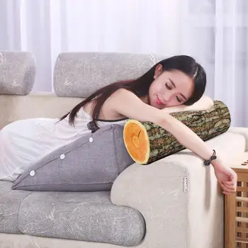 Perna decorativa Moale Miza Forma de Dormit de Pluș Țăruș de Lemn Desene animate Pernă de Simulare Miza Perne pentru Canapea