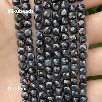 En-gros Natural Sapphire 4.5 mm Fațete Cub Margele Vrac Pentru a Face Bijuterii Brățară Colier Strand DIY 15