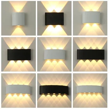Nordic Lampă De Perete Cu Led Din Aluminiu, Piscină Interioară Ip65 Sus În Jos, Alb Negru, Moderne Pentru Casa Scari, Dormitor, Noptiera Baie De Lumină