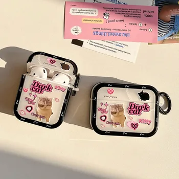 Dragoste Drăguț Inima Cat Autocolant De Culoare Stil De Desene Animate De Animale Căști Fără Fir Caz Pentru Apple Airpods Pro 2 1 3 Moale Moda Acoperi