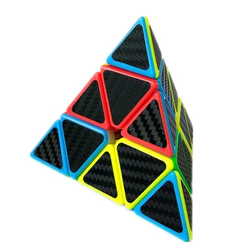 ZCUBE 3x3 Fibra de Carbon Autocolant 3layers piramida Puzzle Cub Magic de Jucării pentru Copii Educative pentru Copii de Jucarie Cadou