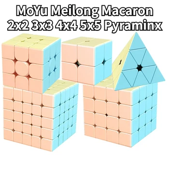 [Funcube] MoYu Meilong Macaron 2x2 3x3 4x4 5x5 Macaron Magic Cube Cubul Roz Pyraminx 2x2x2 3x3x3 4x4x4 5x5x5 Stickerless Puzzle