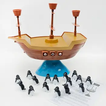 Amuzant dexteritate răbdare și mâna pe abilitățile de Barca Pirat Pinguin de Echilibrare Joc de Bord Desktop Interactive Jucărie pentru Copii