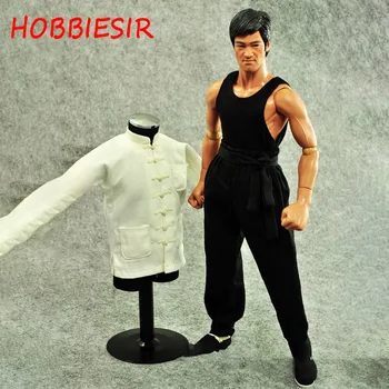 1/6 Bruce Lee Chineză Kung Fu Alb Cu Maneci Lungi Kung Fu Tang Costum De Haine Haine Haine Set Modelul Soldat Accesorii Model