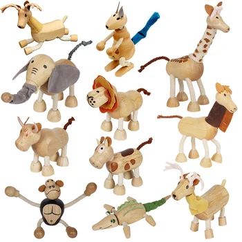 Copii de Simulare de Animale Salbatice Model de Păpușă Jucărie Elefant, Maimuță Vaca, Girafa, Leu, Tigru, Urs din Lemn Jucărie de Învățământ Pentru Copii