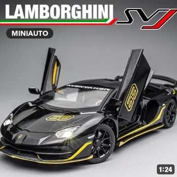 KIDAMI 1:24 Lamborghini SVJ Aliaj turnat Model de Masina Trage Înapoi Mașină de Jucărie pentru Copii Masina de Baieti Copii Cadouri Decor Masina