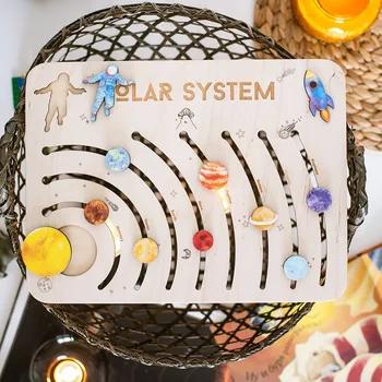 Lemn Planetelor Din Sistemul Solar Puzzle Jucarii Copii Montessori Educația Timpurie Tabla De Joc Set Cadou