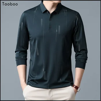 Taoboo de Lux Primavara&Toamna Tricou Polo Barbati 2023 Nou Business Casual T-shirt cu Maneci Lungi de sex Masculin Slim Stil Vintage Haine cu Dungi