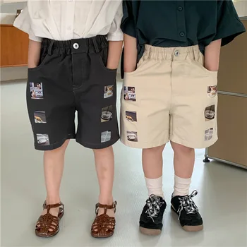 Copii Pantaloni Moale de Bumbac Subțire Talie Elastic Buzunare de Marfă de Vară Pants Simplu Confortabil Casual Moda pentru Copii
