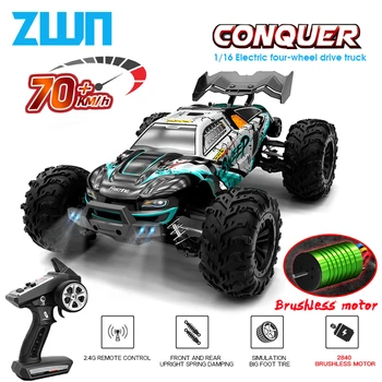 ZWN 1:16 70KM/H Sau 50 KM/H tracțiune integrală 4WD Masina RC Cu LED-uri de Control de la Distanță Mașini de Mare Viteză de Drift Monster Truck pentru Copii vs Wltoys 144001 Jucarii