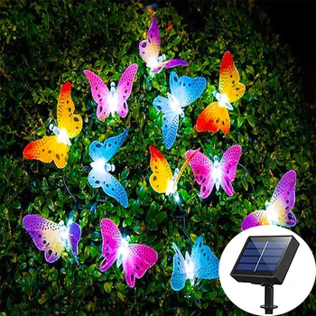 Lampă Solară de grădină Fluture Șir de Lumini cu LED-uri Impermeabil Ghirlanda Puterea Soarelui lumina Soarelui în aer liber pentru Curte Gard Gazon Decor Terasă