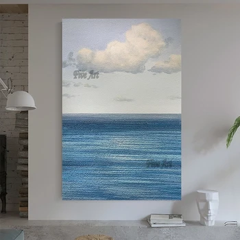 100% Handmade Ocean Abstracte Pictura Peisaj De Înaltă Calitate, Canvas Wall Art Decor Acrilic Decor Modern Imagine Fără Chenar