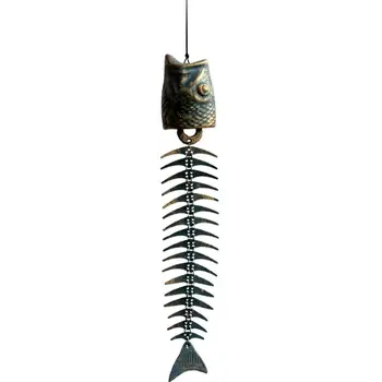 De Viață în aer liber Vânt Chime Os de Pește Design Agățat Pandantiv din Metal Decor Acasă Ornament pentru Gradina Agățat Decor Acasă Decorative