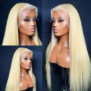 20-28 Inch Blonda Sintetice Peruca Dantela Fata pentru Femei Păr Lung și Drept Peruci #613 Blonda Culori Rezistente la Căldură Fibra de Păr